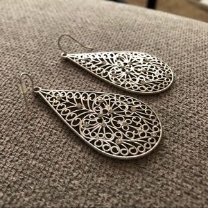 Silver Teardrop Earrings with Gems